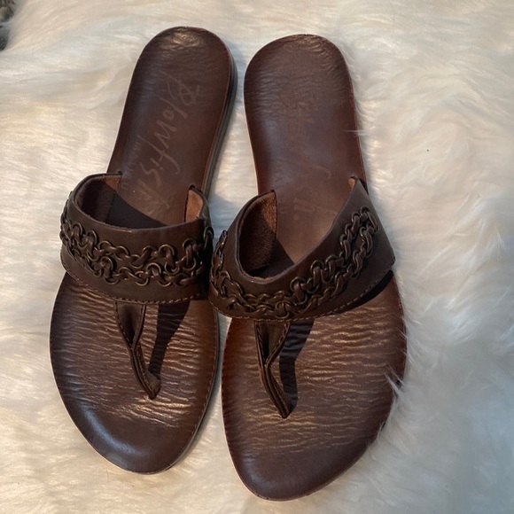Blowfish leather sandals Sz 7 slide on flat sole NEW - Picture 1 of 5